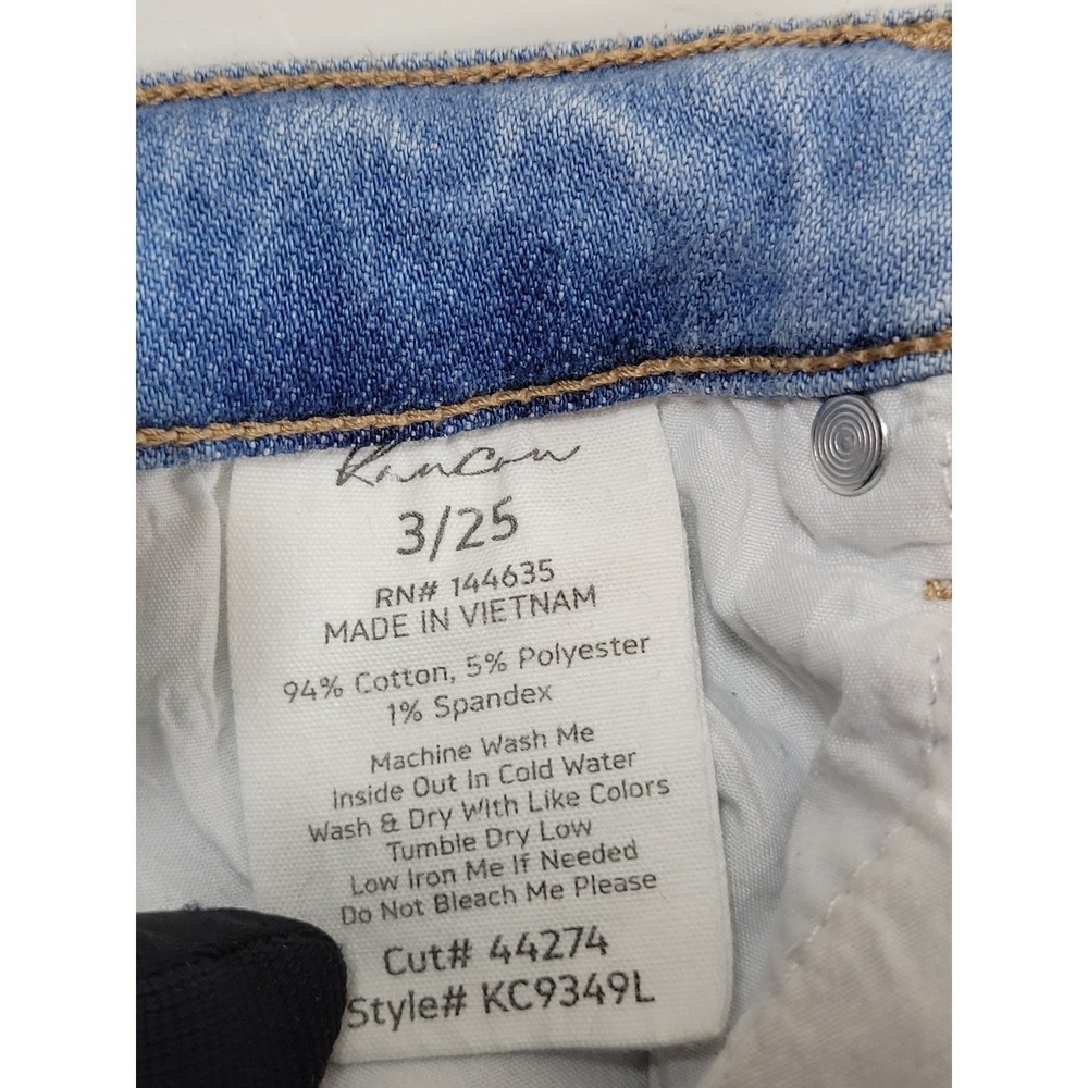KanCan Flare Jeans Womens 3/25 Light Blue Excellent Distressed Split Frayed Hem - Picture 9 of 10